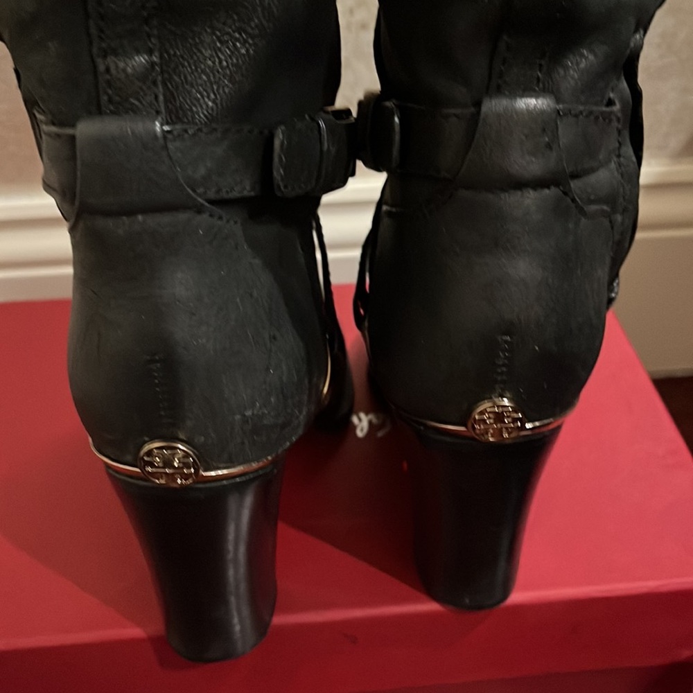 Tory Burch high heel leather boots. - Picture 6 of 11